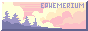 an 88x31px button. it features pastel pixel art of a few violet spruce trees on a slight hill and lots of fluffy pink clouds. in the top right it says 'ephemerium' in violet pixel font