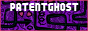 an 88x31px button. it features black squiggles and arrows on a purple background. it says 'patentghost' at the top in white all-caps