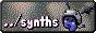 an 88x31px button. it features a grey, pixel background. to the left it reads '../synths' and to the right is a small sprite of a small, blue, two legged creature with pink blushies, black wings, horns, a tail, and a silver helmet like a half-life guard