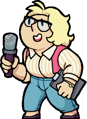 animated idle sprite of nat, the interviewer from beastieball