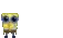 an animated gif of a very small, very sad spongebob bouncing from side to side