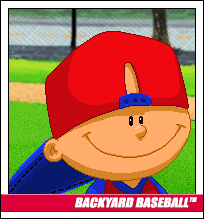 an in-game portrait of pablo sanchez from the backyard sports series. he's wearing red and blue