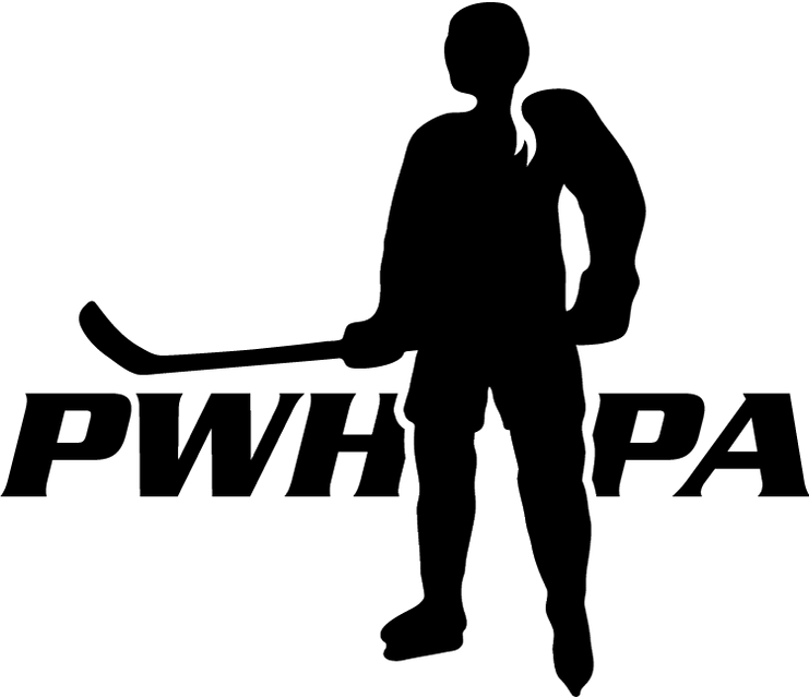the pwhpa logo, which features the silhoette of a woman with a hockey stick